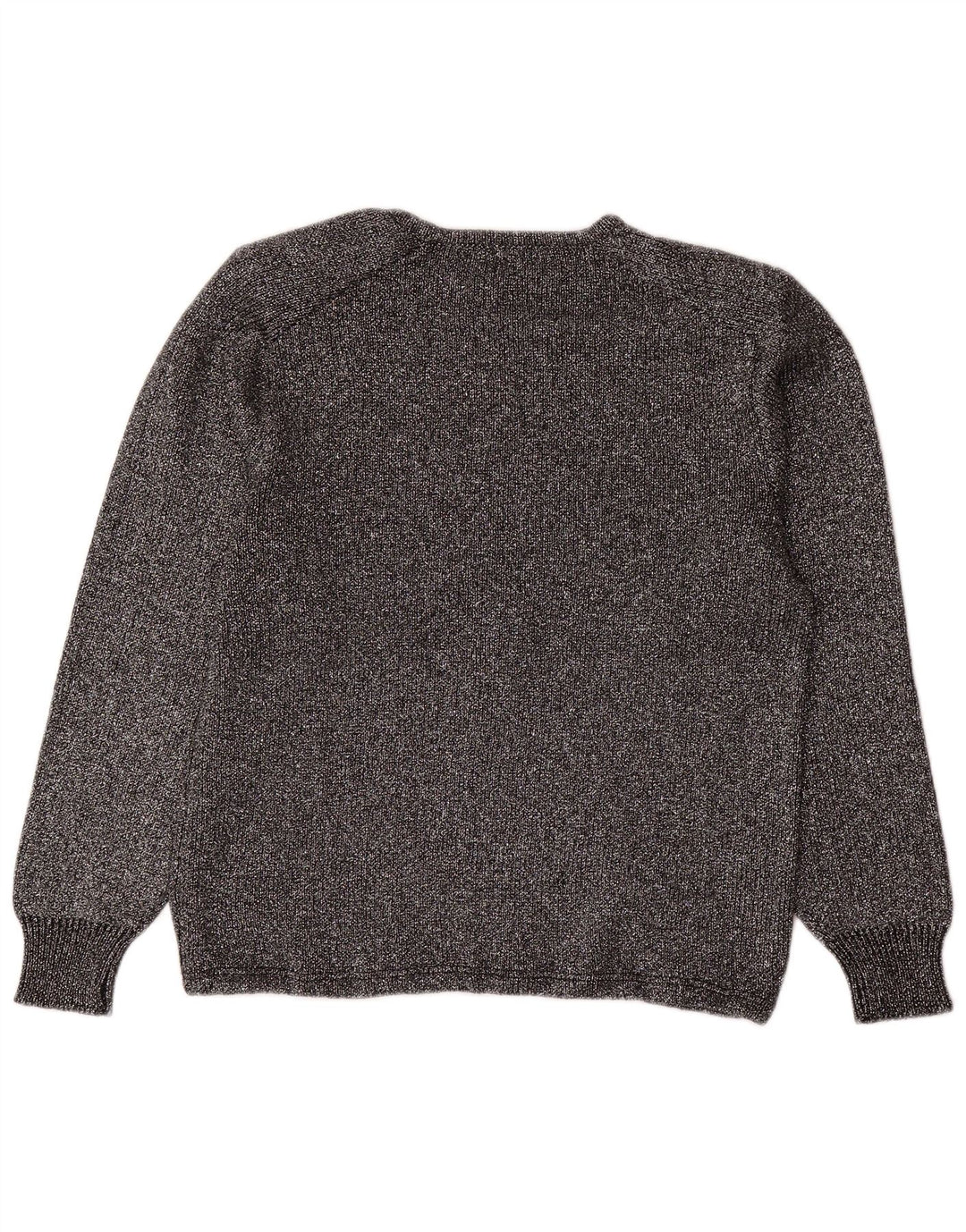VINTAGE Womens Crew Neck Jumper Sweater UK 16 Large Silver Argyle/Diamond