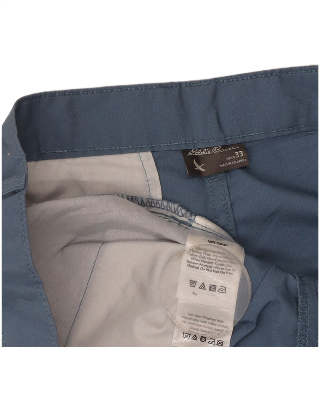 Eddie Bauer Herren Chinoshorts W33 mittelblaue Baumwolle