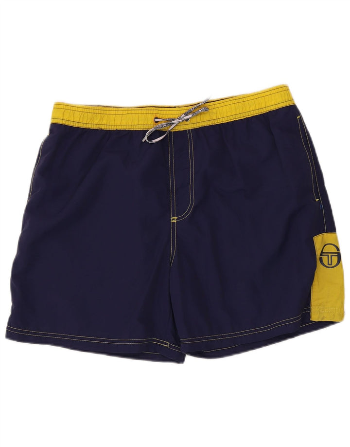 Sergio Tacchini Herren-Badeshorts XL, marineblaues Colourblock-Polyamid