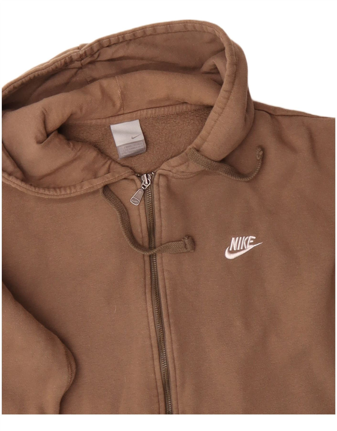 NIKE Herren-Kapuzenpullover mit grafischem Reißverschluss, Größe 42/44, groß, braune Baumwolle