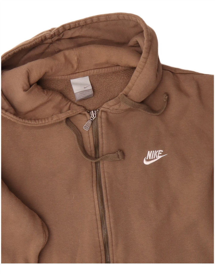 NIKE Herren-Kapuzenpullover mit grafischem Reißverschluss, Größe 42/44, groß, braune Baumwolle
