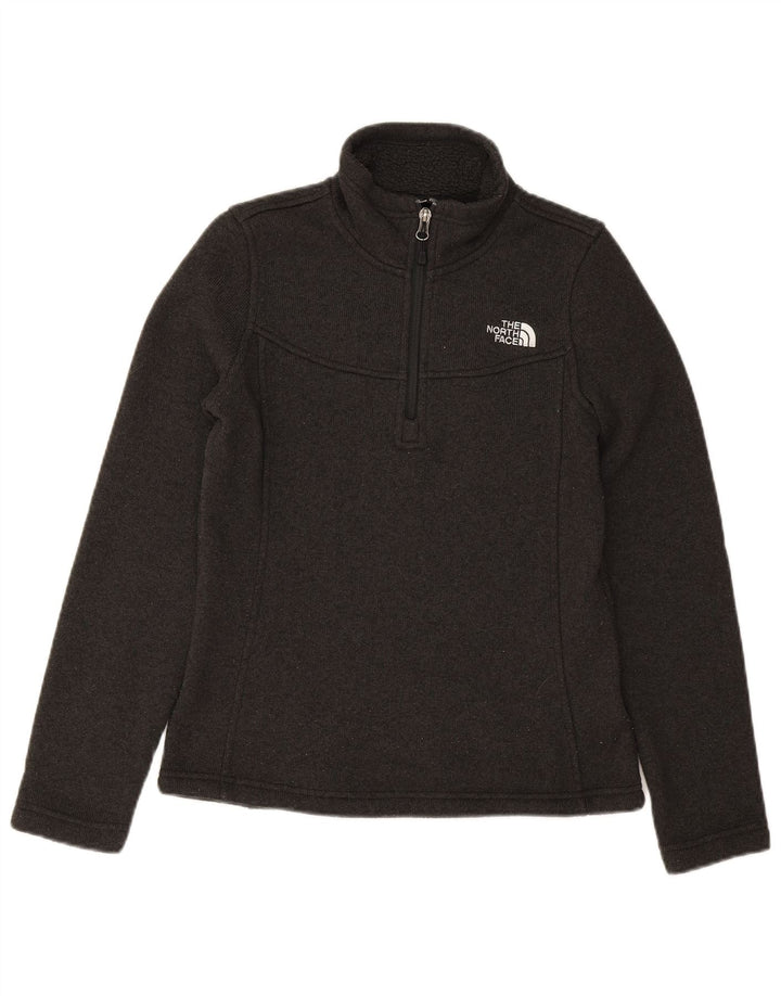THE NORTH FACE Womens Zip Neck Sweatshirt Jumper UK 6 XS Grey Polyester