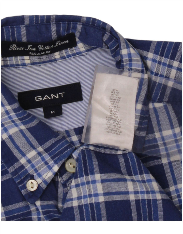 GANT Herren-Hemd mit normaler Passform, mittelblau karierte Baumwolle