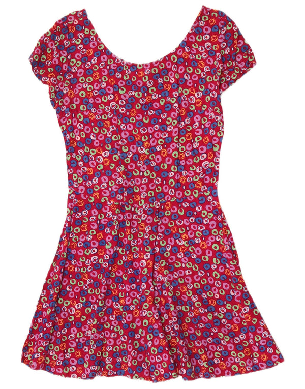 Vintage Damen Playsuit UK 12 Medium Pink Floral