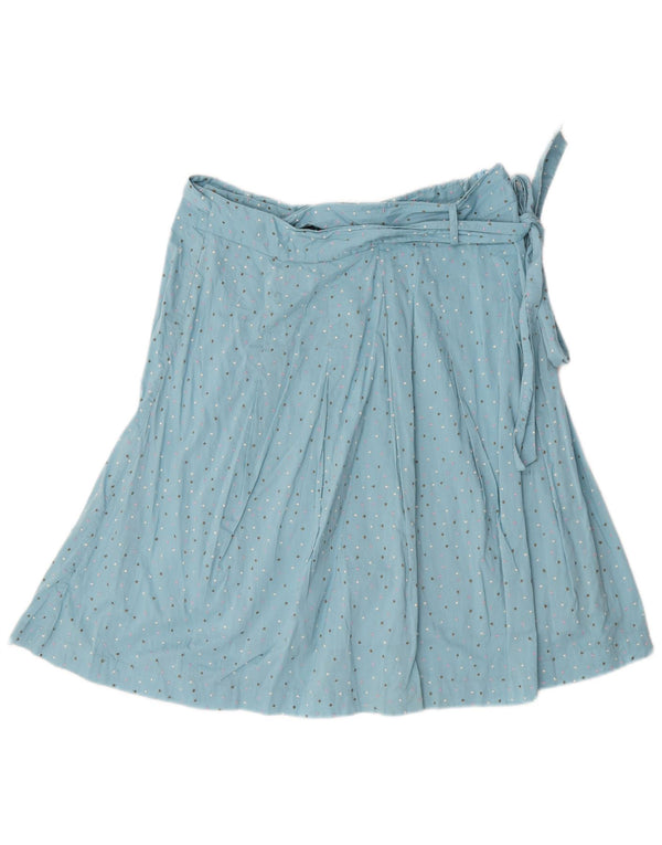 Boden Damen A-Linienrock UK 14 Large W32 Blau gepunktete Baumwolle