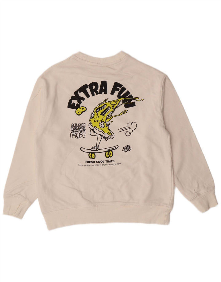ZARA Boys Graphic Sweatshirt Jumper 13-14 Years White Cotton