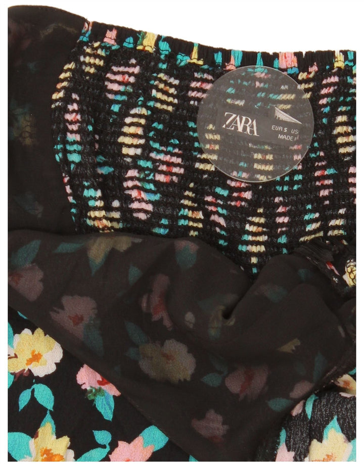 Zara Damen Playsuit UK 8 Small Schwarz geblümt