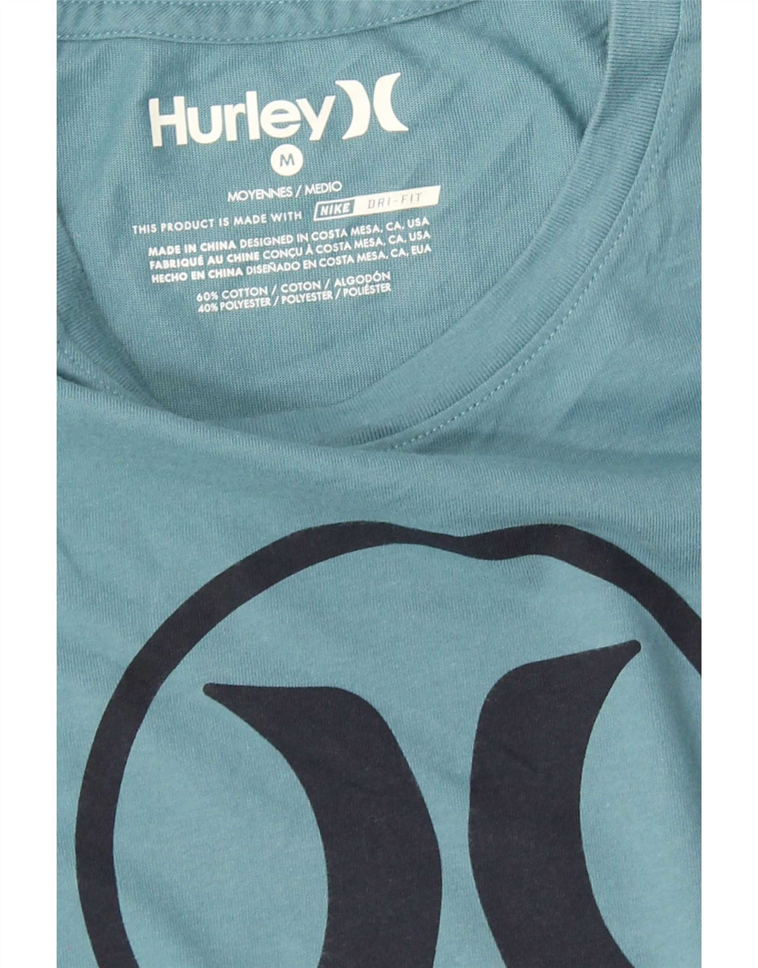 Hurley Herren Dri Fit Grafik-T-Shirt-Oberteil aus mittelblauer Baumwolle