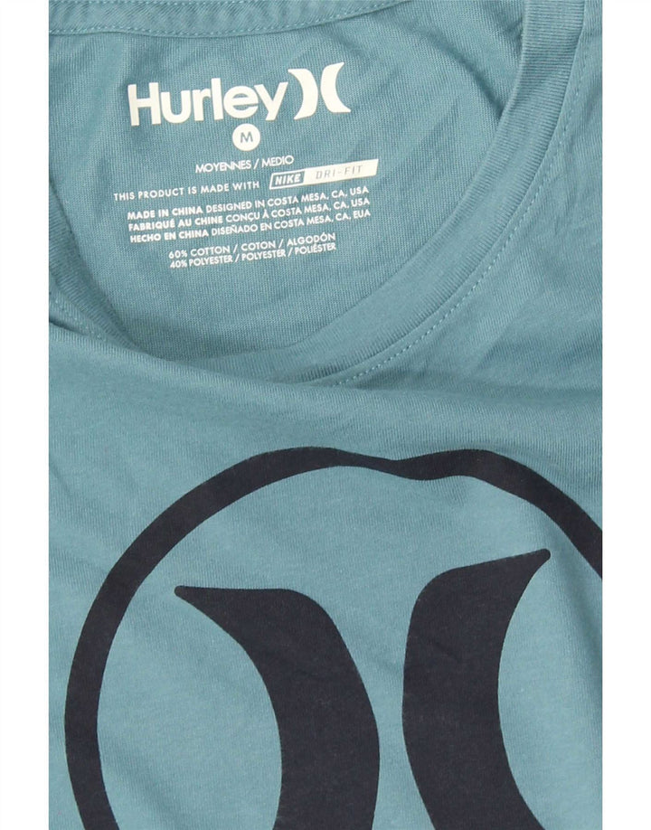 Hurley Herren Dri Fit Grafik-T-Shirt-Oberteil aus mittelblauer Baumwolle