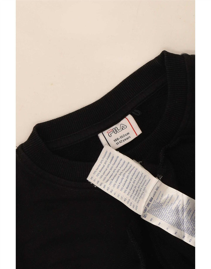 Fila Sweatshirt-Pullover für Jungen, 11–12 Jahre, schwarze Baumwolle