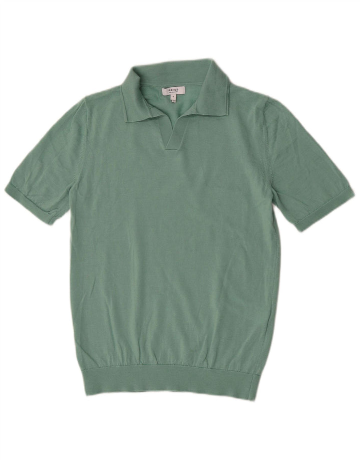 Reiss Herren Kurzarm-Poloshirt, kleine grüne Wolle