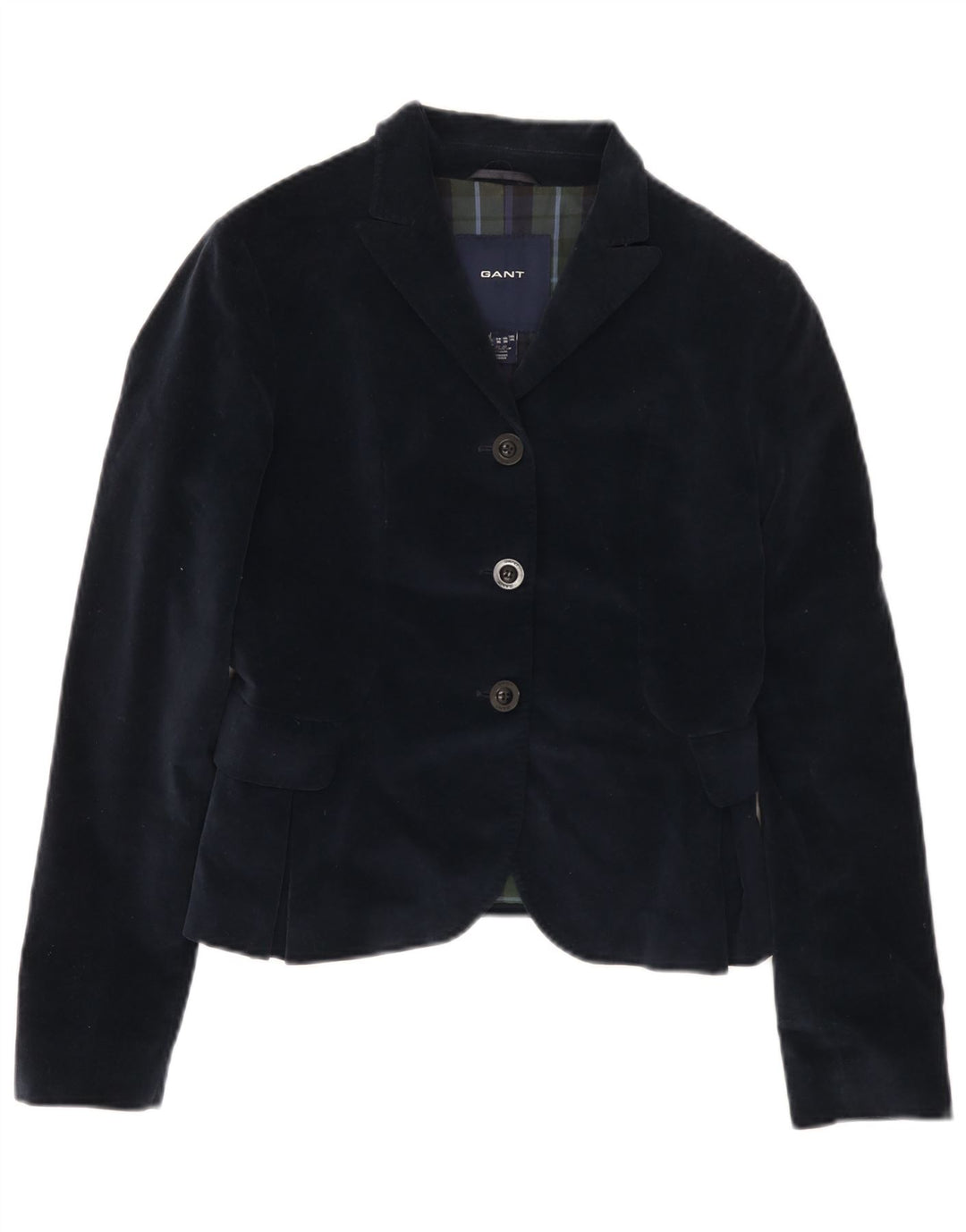Gant Damen-Blazer aus Samt mit 3 Knöpfen, Gr. 10, Größe S, Marineblau, Baumwolle