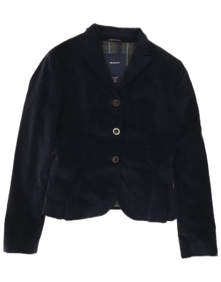 Gant Damen-Blazer aus Samt mit 3 Knöpfen, Gr. 10, Größe S, Marineblau, Baumwolle