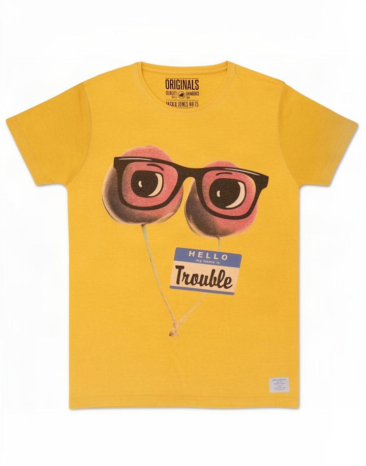 Jack & Jones Herren Grafik-T-Shirt-Oberteil Mittelgelbes Polyester