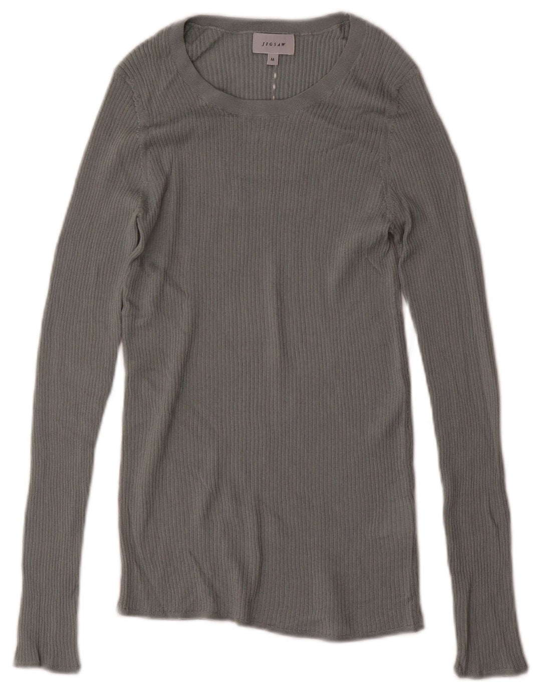 JIGSAW Damen-Pullover mit U-Boot-Ausschnitt, UK 12, mittelgraue Wolle