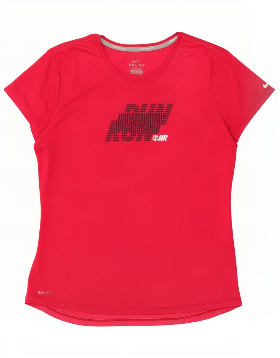 Nike Damen Dri Fit Graphic T-Shirt Top UK 12 Mittelrosa Polyester