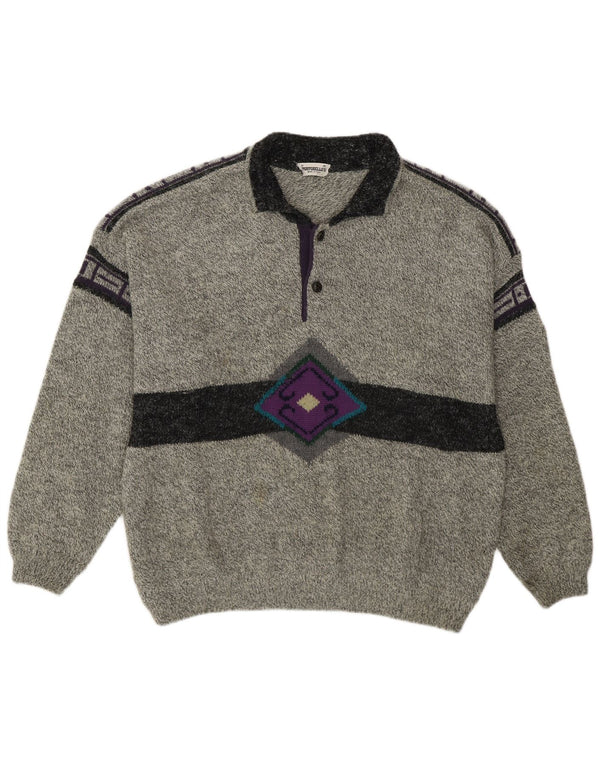Portobello’s Herren-Pullover mit Rollkragen, XL, grau, geometrisch, Acryl, Retro