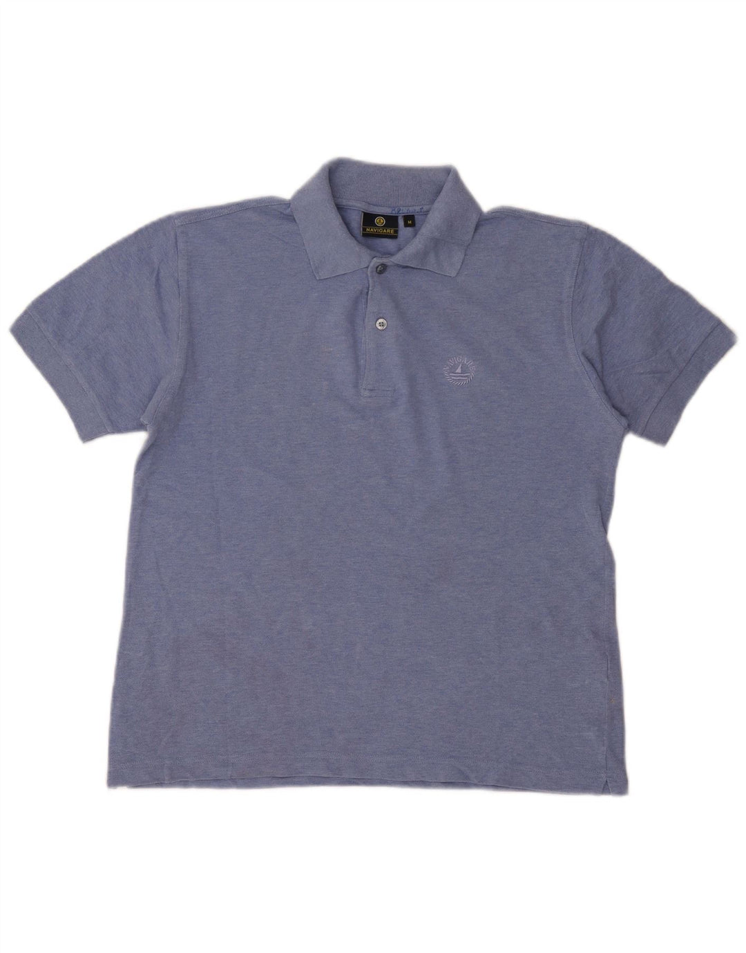 Navigare Herren-Poloshirt aus mittelblauer Baumwolle