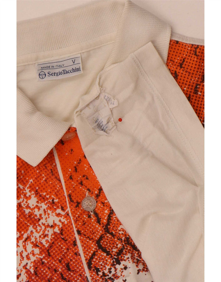 Sergio Tacchini Herren-Poloshirt mit abstraktem Muster, mittelweiße Baumwolle