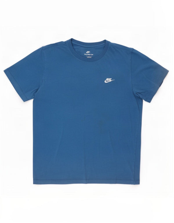 Nike Herren T-Shirt Top Large Blau Baumwolle