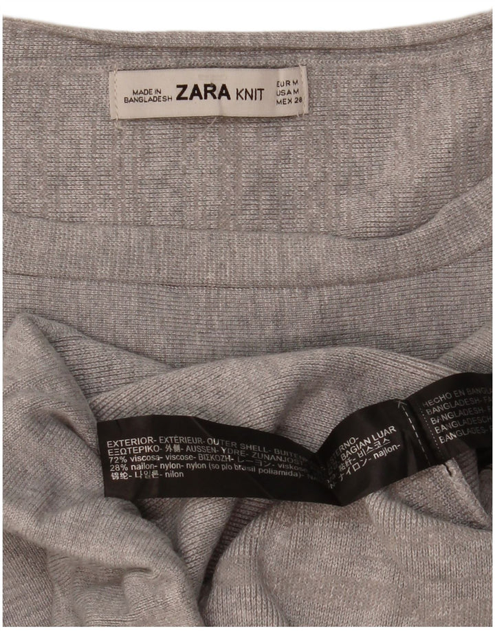Zara Damen Crop Sweatshirt Pullover UK 14 Mittelgraue Viskose