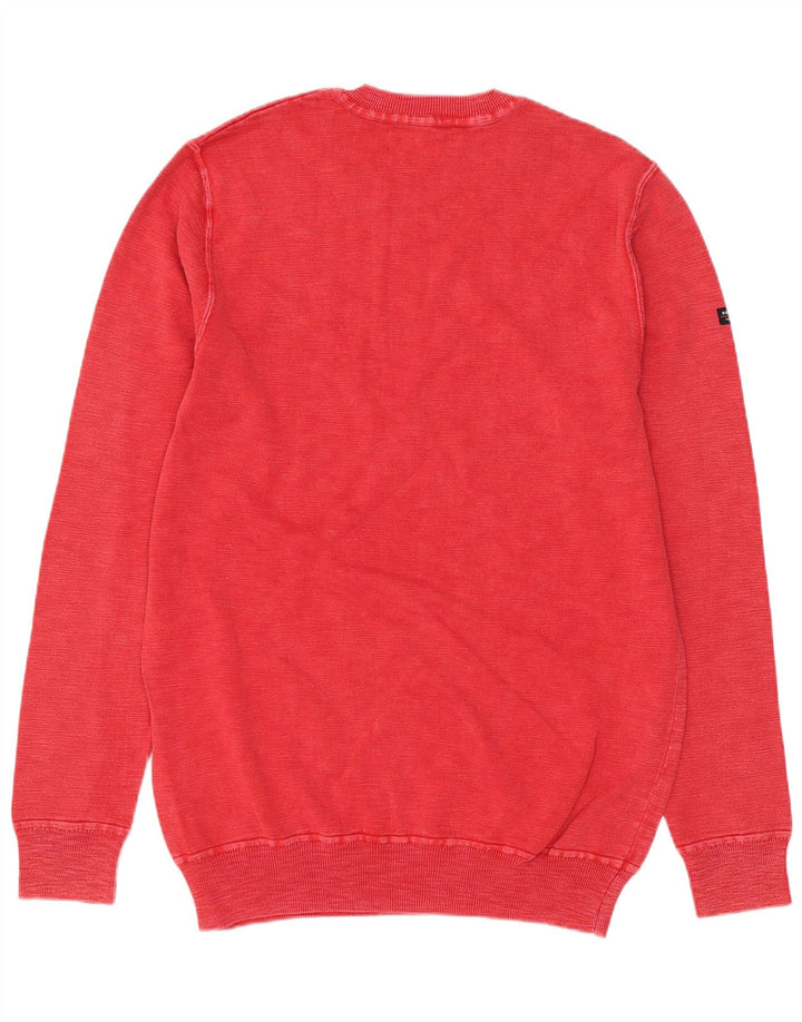 Superdry Herren-Pullover mit Rundhalsausschnitt, Größe L, aus roter Baumwolle