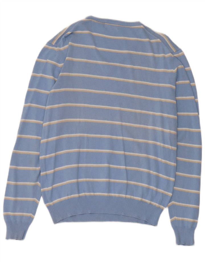 Kappa Herren-Pullover mit V-Ausschnitt, mittelblau, gestreift, Baumwolle