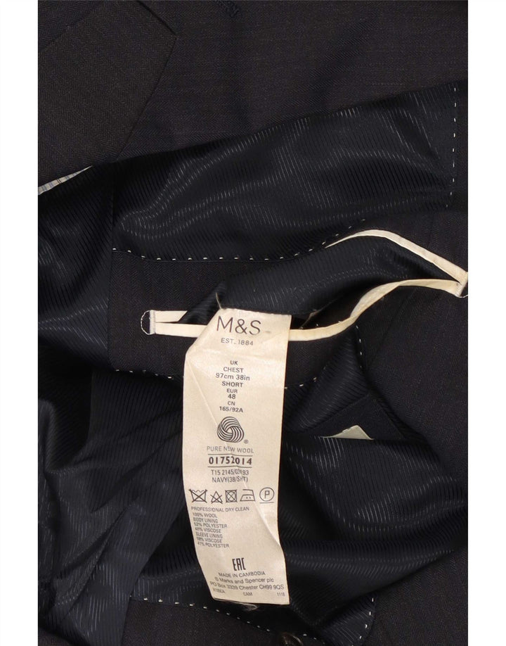 Marks & Spencer Herren-Blazer mit 2 Knöpfen, UK 38, mittelmarineblaue Wolle