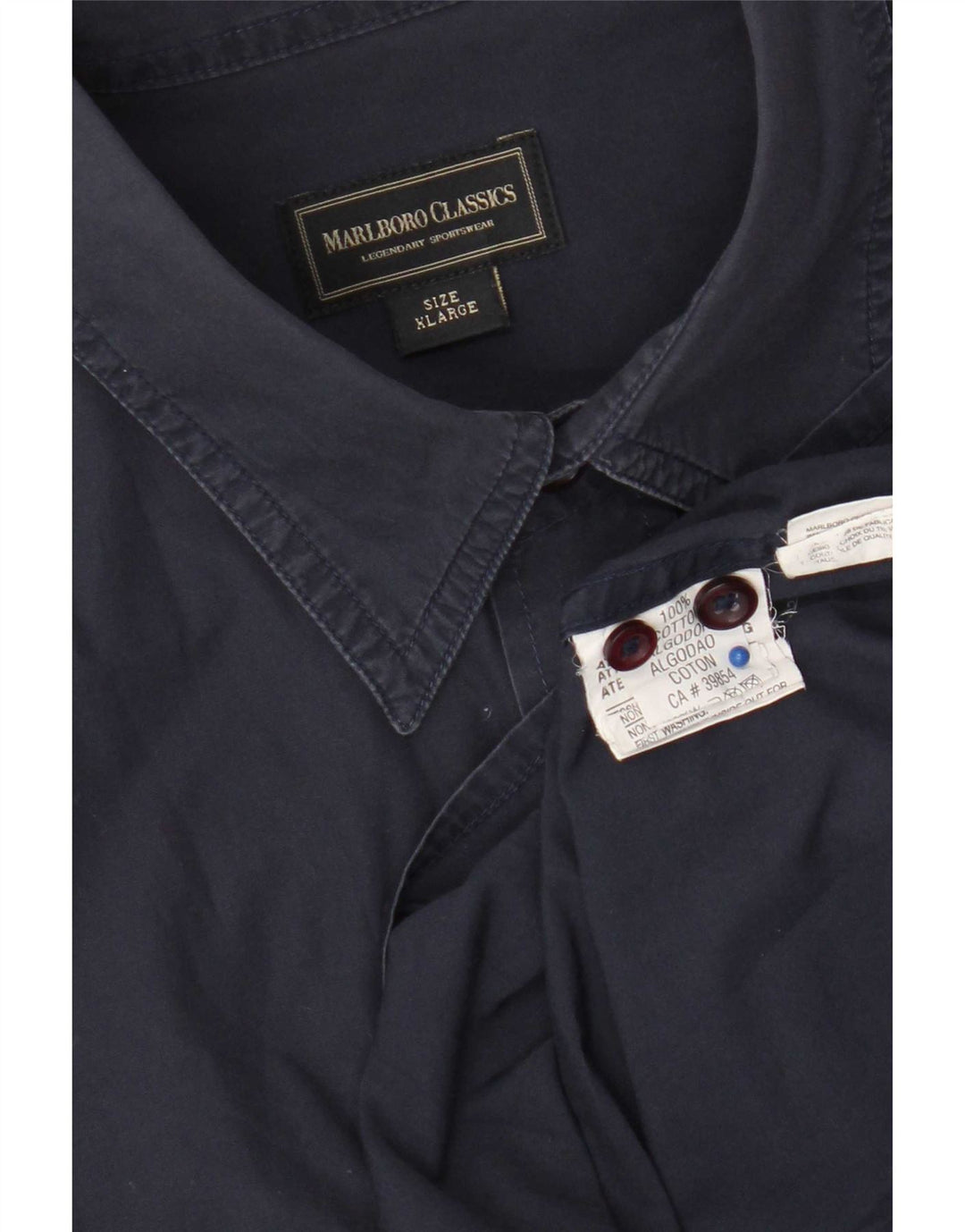 Marlboro Classics Herren-Militärhemd XL aus marineblauer Baumwolle