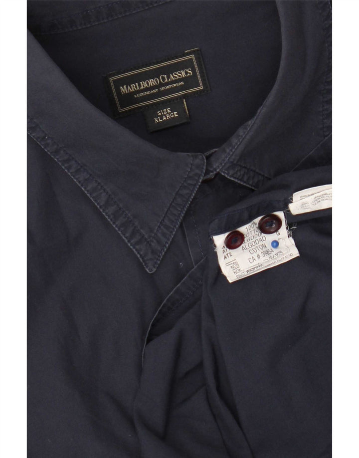 Marlboro Classics Herren-Militärhemd XL aus marineblauer Baumwolle