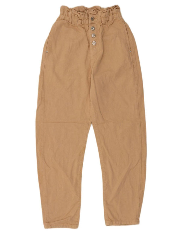 Zara Damen High Waist Tapered Chino Hose EU 32 2XS W22 L25 Beige