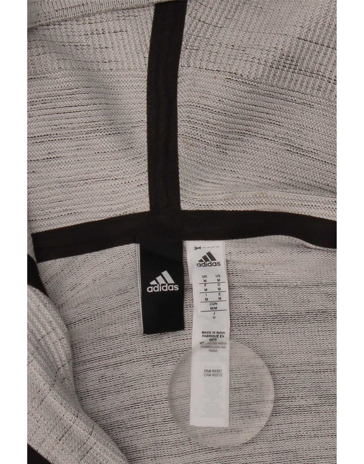 Adidas Herren-Kapuzenpullover mit Reißverschluss, mittelgrau, gestreift, Polyester