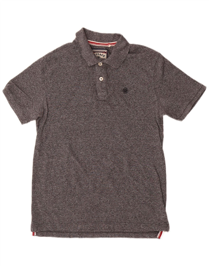 Fat Face Herren-Poloshirt aus mittelgrau gesprenkelter Baumwolle