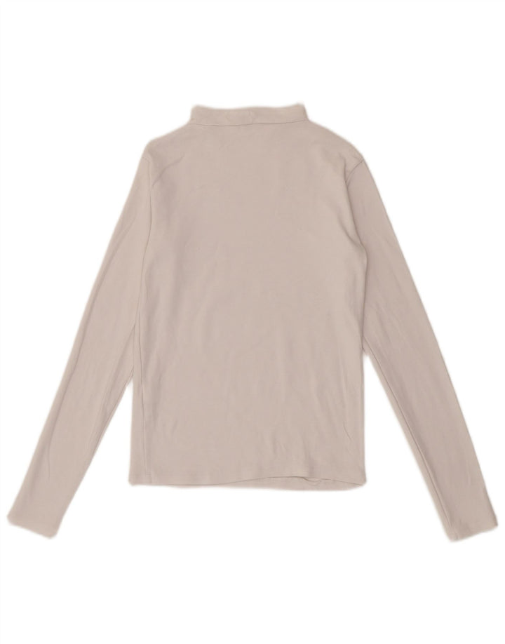 Zara Damen Top Langarm UK 12 Mittelweiße Baumwolle