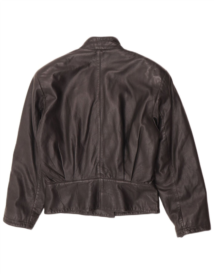 Vintage Damen Lederjacke UK 14 Mittelschwarzes Leder