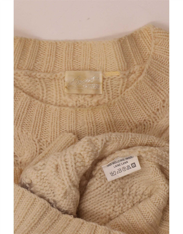 Apart Herren-Pullover mit Rundhalsausschnitt, mittelgroß, gebrochenes Weiß, Argyle-/Diamant-Wolle