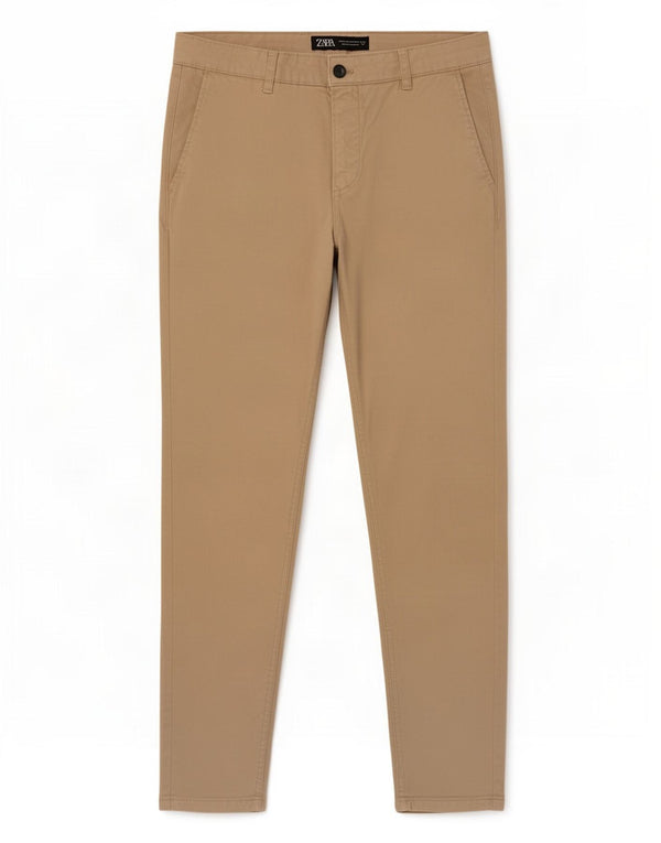 Zara Herren Skinny Chino Hose EU 42 Large W32 L29 Beige Baumwolle