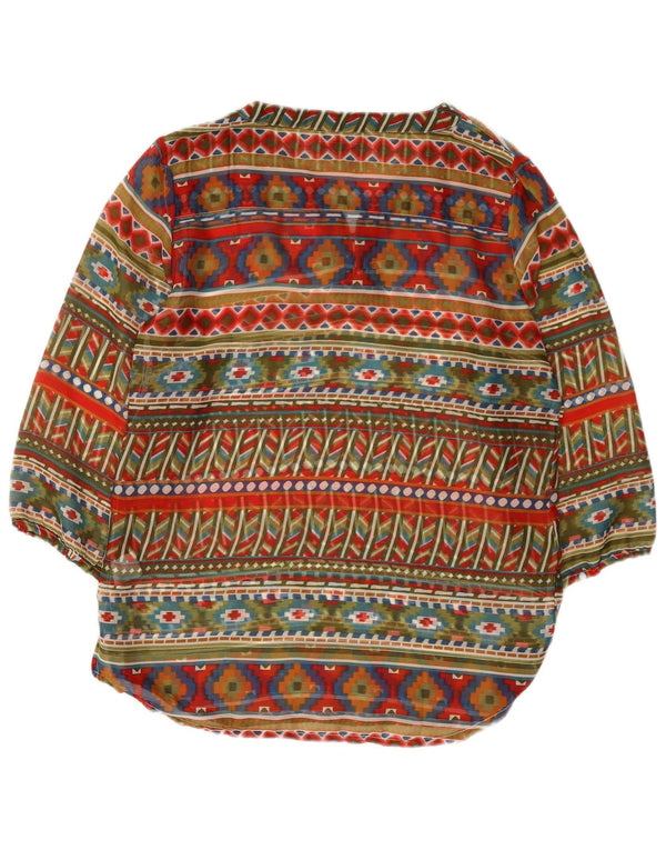 Vintage Damen Bluse Top EU 38/40 Medium Mehrfarbig Geometrisch