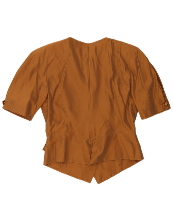 Annalisa Ferro Damen Crop Short Sleeve Blazer Jacke IT 44 Mittelbraun