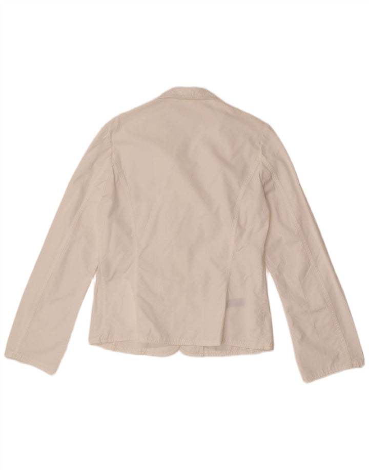 Belfe Damen-Blazerjacke mit 3 Knöpfen, UK 10, Größe S, weiße Baumwolle