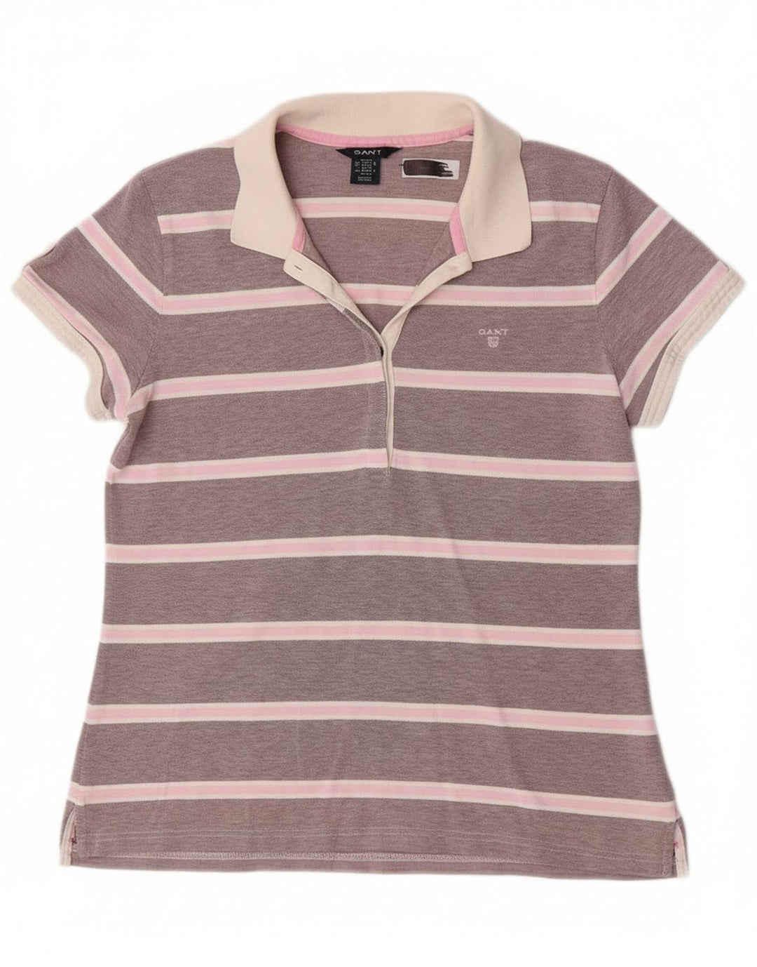 Gant Damen-Poloshirt mit normaler Passform, UK 20 2XL, grau gestreift, Baumwolle, klassisch