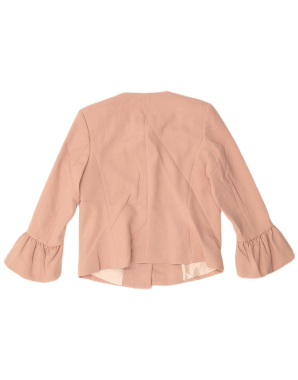 Zara Damen Crop 2 Button Blazer Jacke UK 10 Small Pink Polyester