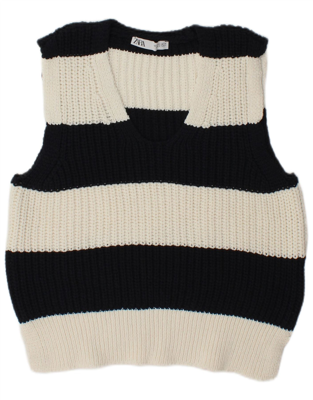 Zara Damen Weste Tank Top UK 10 Small Schwarz gestreift Polyester