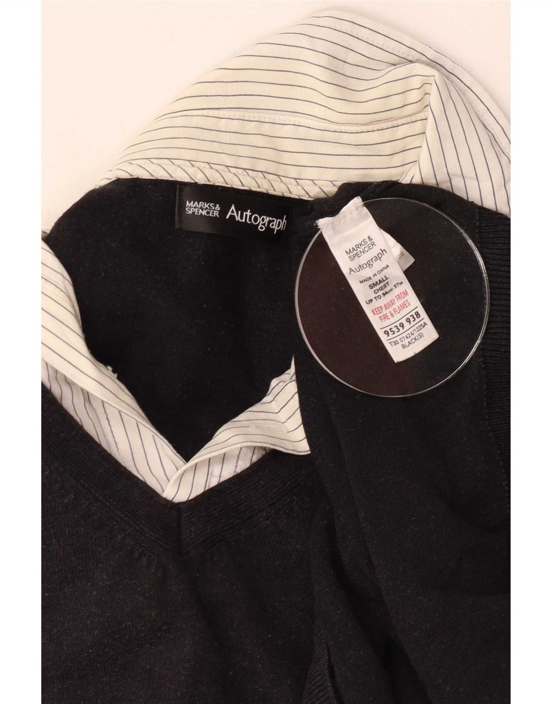 Marks & Spencer Herren Autograph Pullover mit V-Ausschnitt, Größe S, Schwarz