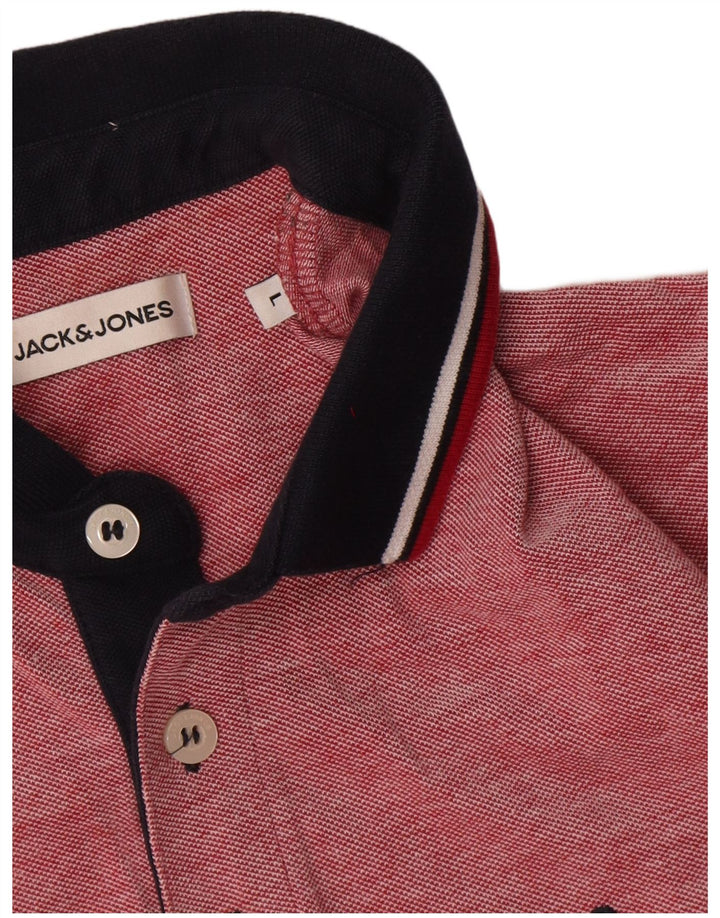 Jack & Jones Herren-Poloshirt, groß, rote Colourblock-Baumwolle