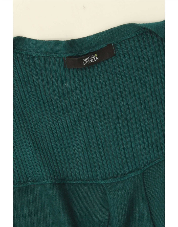 Marks & Spencer Damen Ärmelloser Cardigan-Pullover UK 12 Mittelgrün