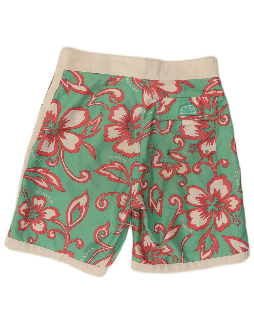 Sundek Herren-Badeshorts, klein, grün, geblümt, Polyester