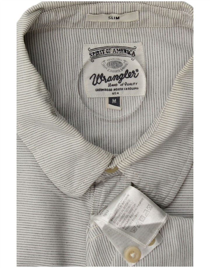 Wrangler Herren-Slim-Hemd aus mittelgrauer Nadelstreifen-Baumwolle