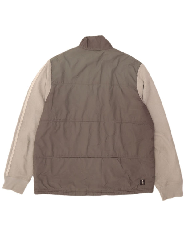 Adidas Herren Wattierte Jacke UK 40 Large Grau Colourblock Polyester