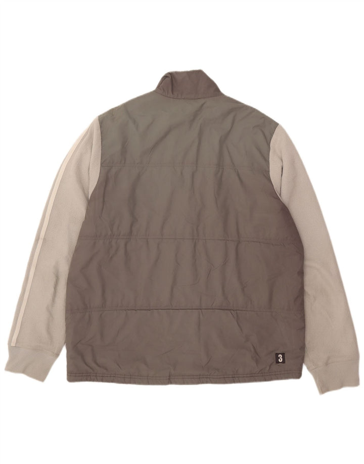 Adidas Herren Wattierte Jacke UK 40 Large Grau Colourblock Polyester